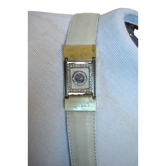 Vintage Cream Bone Leather Gold Tone Jeweled Lion Mens Belt Size 42 Cowboy Bling - Picture 6 of 12